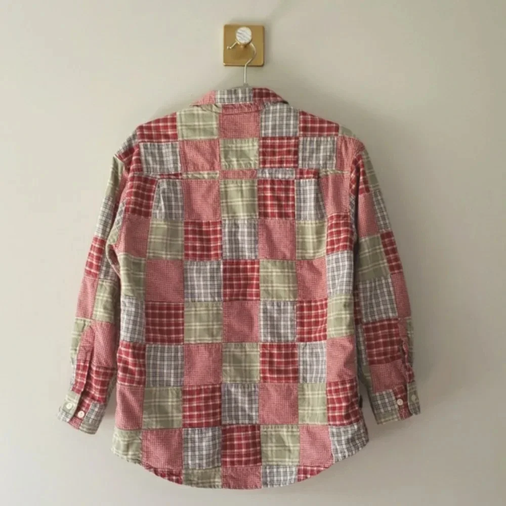 Eddie Bauer LaConner Shirt Womens Petites XS Long Sleeves Patchwork Plaid Preppy - Picture 3 of 6
